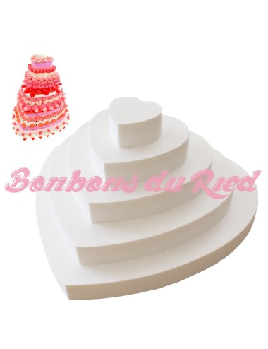 Pièce montée en forme de cœur en polystyrène pour bonbons