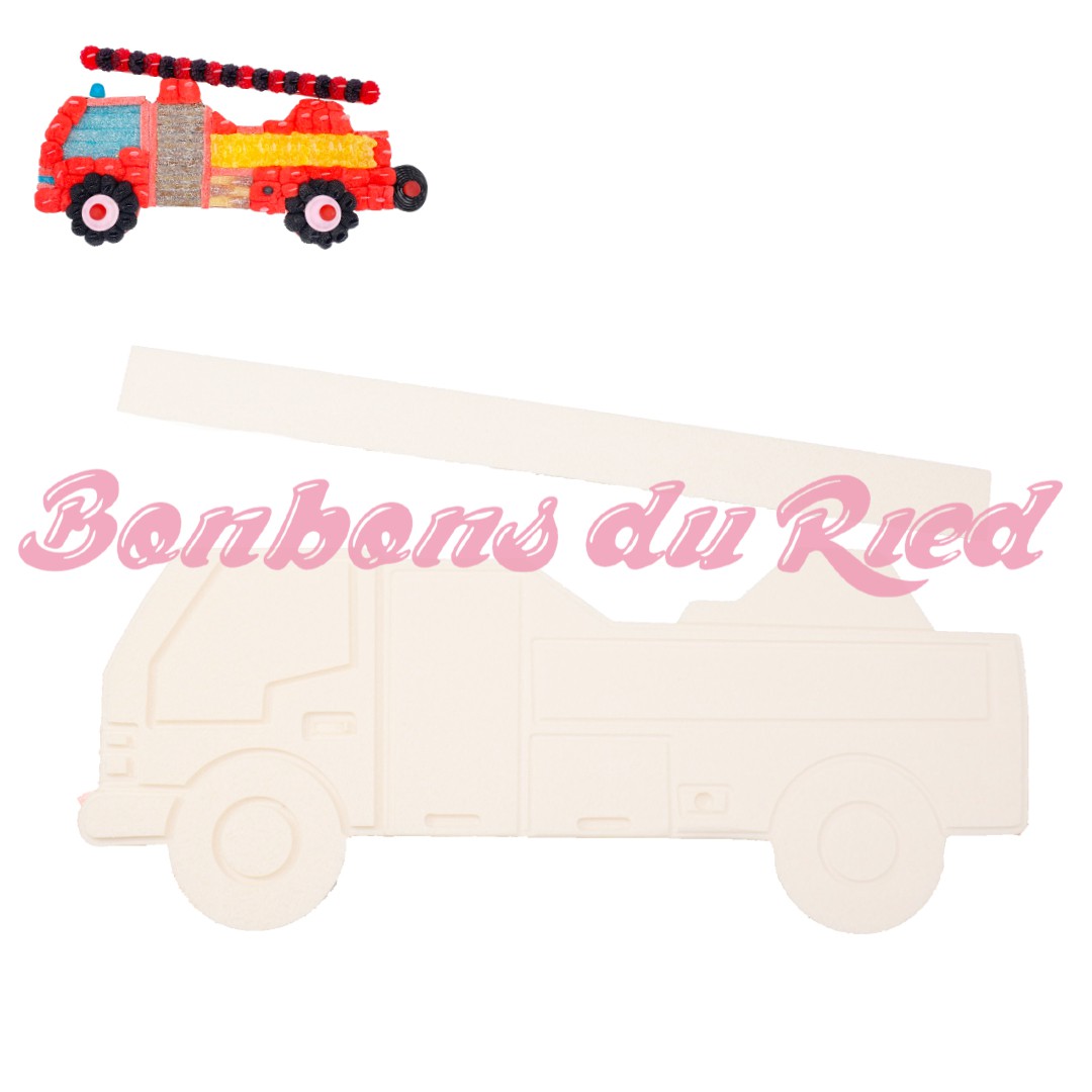 Support polystyrène bonbons camion pompier